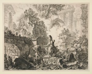 Pohledy na Řím: Frontispis se sochou Minervy od Giovanni Battista Piranesi