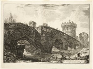 Pohled na Ponte Lugano na Anio, z Views of Rome od Giovanni Battista Piranesi