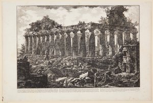 Pohled na další chrám ve městě Paestum, o němž se obecně soudí, že byl zasvěcen Junoně [...] od Giovanni Battista Piranesi