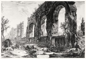 Pohled na Neronův akvadukt, ze série Pohledy na Řím, kolem roku 1760 (lept) od Giovanni Battista Piranesi