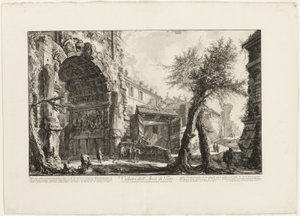 Pohled na Titův oblouk z Vedute di Roma (Pohledy na Řím) od Giovanni Battista Piranesi