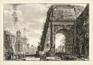 Pohled na Titův oblouk z Pohledů na Řím od Giovanni Battista Piranesi