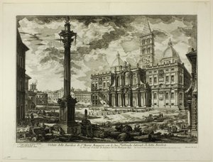 Pohled na baziliku S. Maria Maggiore se dvěma přilehlými křídly z Pohledů na Řím od Giovanni-Battista Piranesi