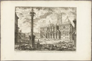 Pohled na baziliku S. Maria Maggiore se dvěma přilehlými křídly z Pohledů na Řím od Giovanni Battista Piranesi