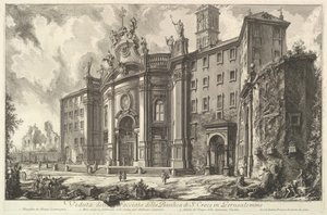 Pohled na průčelí baziliky S. Croce v Gerusalemme [Svatý kříž v Jerus..., ca. 1750. od Giovanni Battista Piranesi