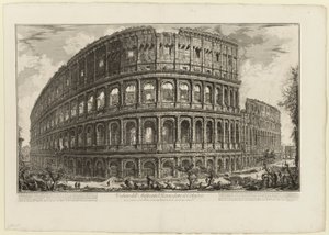 Pohled na Flaviův amfiteátr, nazývaný Koloseum, z Pohledů na Řím od Giovanni Battista Piranesi