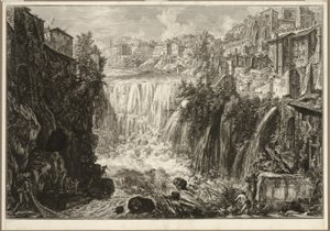 Pohled na Grand Cascade v Tivoli, z Views of Rome od Giovanni Battista Piranesi