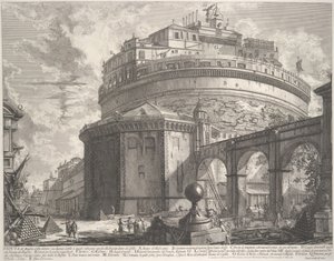 Pohled na mauzoleum císaře Hadriána nyní zvané Castel S. Angelo..., ca. 1756. od Giovanni Battista Piranesi
