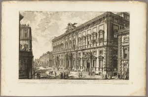 Pohled na Palazzo della Consulta na Quirinal, kde sídlí papežský sekretariát, z Views of Rome od Giovanni-Battista Piranesi