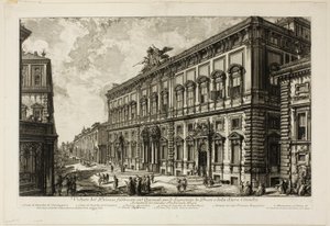 Pohled na Palazzo della Consulta na Quirinal, kde sídlí papežský sekretariát, z Views of Rome od Giovanni Battista Piranesi