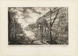 Pohled na přístav Ripa Grande, z výhledů na Řím od Giovanni Battista Piranesi