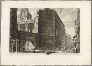 Pohled na zbytky fóra Nerva z Pohledů na Řím od Giovanni Battista Piranesi