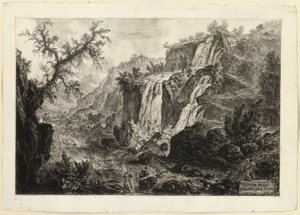 Pohled na Malý vodopád a peřeje, Tivoli, z Views of Rome od Giovanni Battista Piranesi