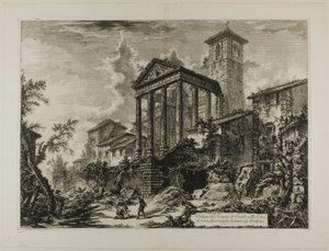 Pohled na Herkulův chrám v Cori, deset mil vzdálený od Velletri, z Views of Rome od Giovanni Battista Piranesi