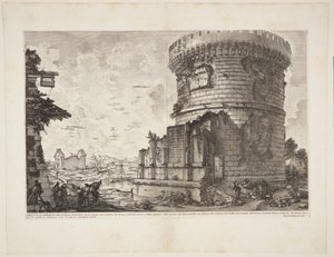 Pohled na hrobku Plautii na silnici, která vede z Říma do Tivoli poblíž Ponte Lugano od Giovanni Battista Piranesi