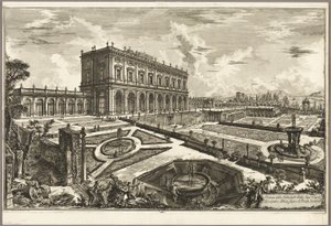 Pohled na vilu Jeho Eminence kardinála Alessandra Albaniho, mimo Porta Salaria, z Pohledů na Řím od Giovanni Battista Piranesi