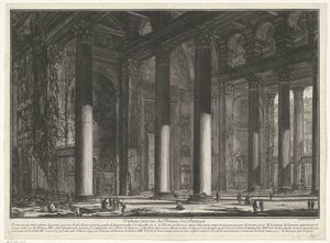 Portál pro Pantheon v Římě Vnitřní pohled na Pronaos Pantheonu (název na objektu) Gezichten op Rome (název série) Pohledy na Řím navržený a vyrytý architektem Giambattista Piranesi Ve (nez) iano (název série) od Giovanni Battista Piranesi