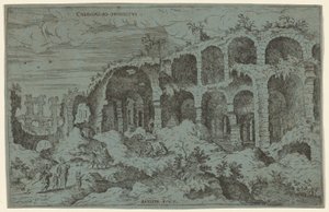 Colossaei. Ro. Prospekt. 3 (Třetí pohled na Koloseum v Římě) od Giovanni Battista Pittoni, after Hieronymus Cock