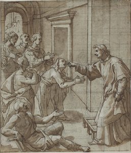 Svatý Vavřinec uzdravuje slepce od Giovanni Battista Pozzi