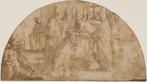 Papež světící biskupa: studium pro lunetu od Giovanni Battista Ricci