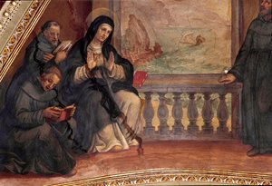 Historie života svaté Moniky, matky svatého Augustina z Hrocha. Freska od Giovana Battisty Ricciho (1537-1627) Řím, kostel Sant