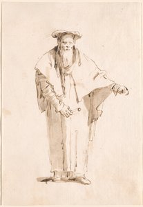 Stojící orientální drží prut od Giovanni Battista Tiepolo