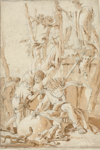 Démokritos a Hérakleitos se smějí a truchlí nad bláznovstvím světa od Giovanni Battista Tiepolo