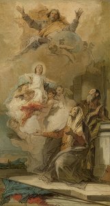 Neposkvrněné početí (Joachim a Anna přijímají Marii od Boha). Kolem 1757-59 od Giovanni Battista Tiepolo