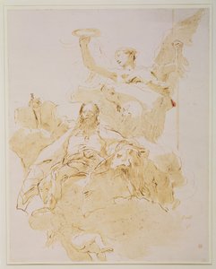 Glorification of the Porto Family, c.1755-60 (pero, hnědý inkoust a mytí, černá křída) od Giovanni Battista Tiepolo