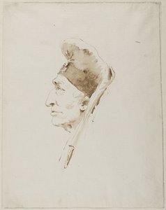 Profilová hlava starého muže s exotickou čelenkou od Giovanni Battista Tiepolo