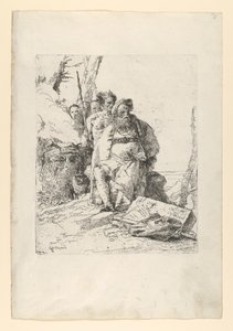 Kouzelník se čtyřmi postavami u kouřícího oltáře, ze Scherzi, ca. 1743-52. od Giovanni Battista Tiepolo