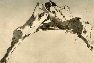 Männlicher und weiblicher Faun, Mitte 18. Jahrhundert, 1928 von Giovanni Battista Tiepolo