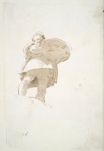 Mužská postava nesoucí tác, při pohledu zespodu od Giovanni Battista Tiepolo