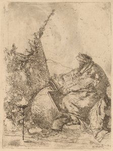 Filozof sedící, s glóbem, knihou a kompasem od Giovanni Battista Tiepolo