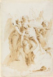 Svatá Máří Magdalena pozvednutá anděly od Giovanni Battista Tiepolo