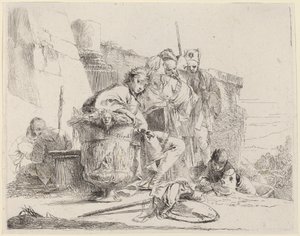 Sedící mládež opřená o urnu od Giovanni Battista Tiepolo