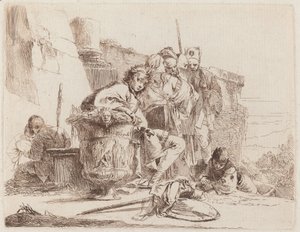 Sedící mládež opřená o urnu od Giovanni Battista Tiepolo