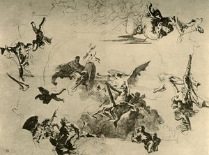 Skizze für ein Deckenbild, Mitte 18. Jahrhundert, 1928 von Giovanni Battista Tiepolo