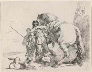 Voják s koněm a hlídačem od Giovanni Battista Tiepolo