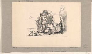 Voják s koněm a ženichem, z Vari Capricci od Giovanni Battista Tiepolo