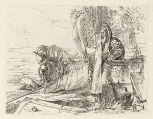Stojící filozof a dvě další postavy, z Vari capricci (Různí Capriccios) od Giovanni Battista Tiepolo