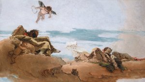 Studie pro strop s personifikací právního zástupce, před c. 1762. od Giovanni Battista Tiepolo