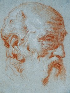 Studie busty Giulia Contariniho při pohledu zleva od Giovanni Battista Tiepolo