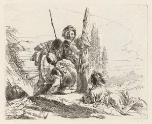 Tři vojáci a chlapec, z Vari capricci (Různí Capriccios) od Giovanni Battista Tiepolo