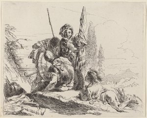 Tři vojáci a jeden mladík od Giovanni Battista Tiepolo