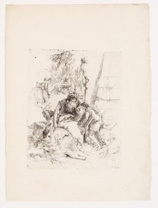 Dva sedící čarodějové a dva mladíci od Giovanni Battista Tiepolo
