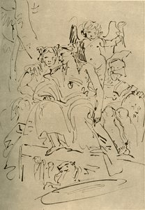 Dvě ženy, Eros a voják, polovina 18. století, 1928 od Giovanni Battista Tiepolo