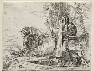 Různé rozmary: Filozof drží knihu. od Giovanni Battista Tiepolo