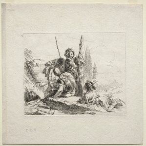 Různé rozmar: Tři vojáci a chlapec od Giovanni Battista Tiepolo