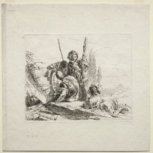 Různé rozmary: Tři vojáci a chlapec, 1785. od Giovanni Battista Tiepolo